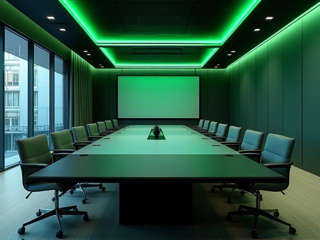 Sleek corporate boardroom equipped with advanced stage sound system