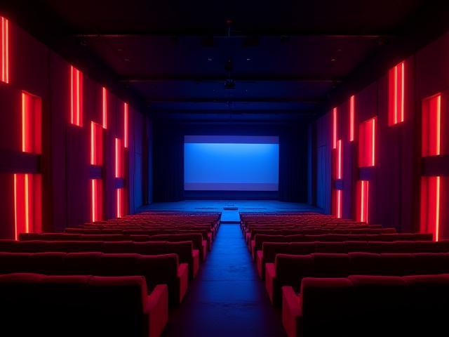 Elegant modern theatre interior with immersive sound system installed